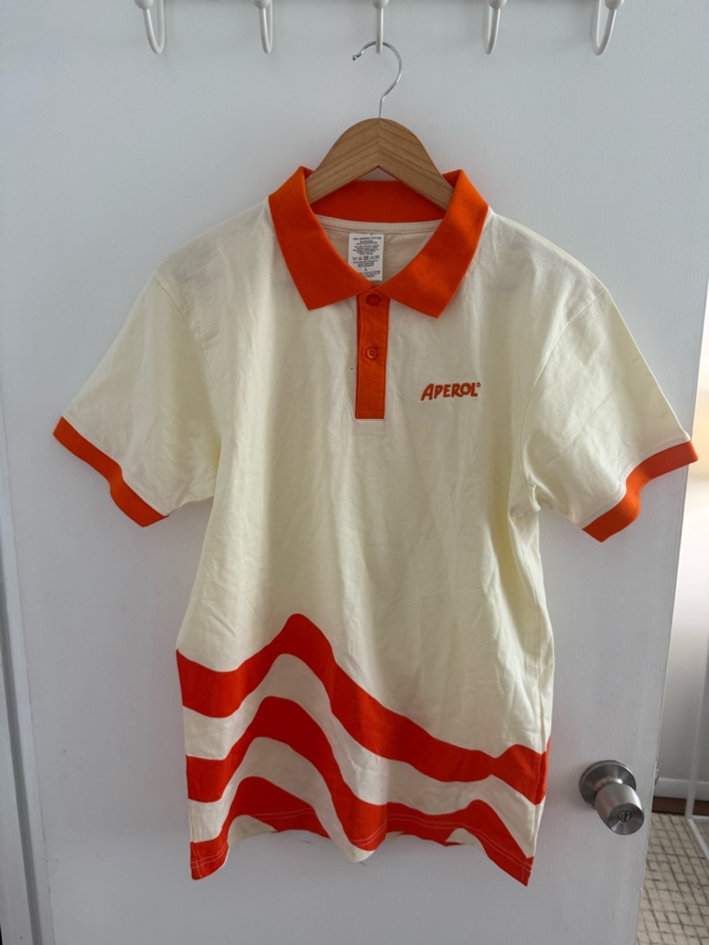 Aperol Spritz Brand US Open Cream and Orange Polo Shirt size L